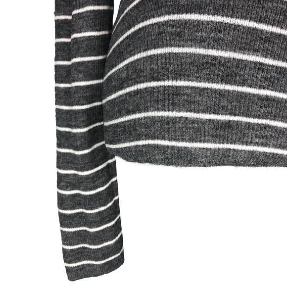 Vince Gray Wool Stripe Rib Knit Shirt - Size Medium - Picture 4 of 13
